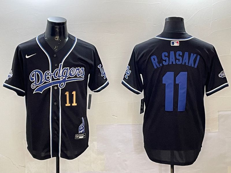 Men Los Angeles Dodgers #11 R.Sasaki Black Fashion Game 2025 Nike MLB Jersey style 11->los angeles dodgers->MLB Jersey